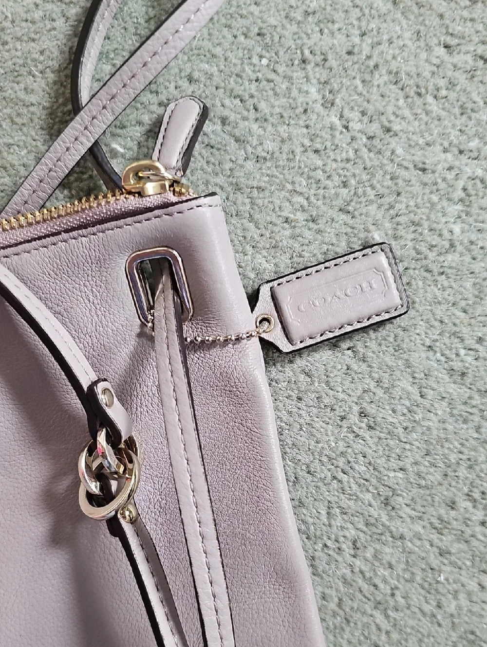 Coach Taupe Leather Slim Crossbody with Gold Hardware